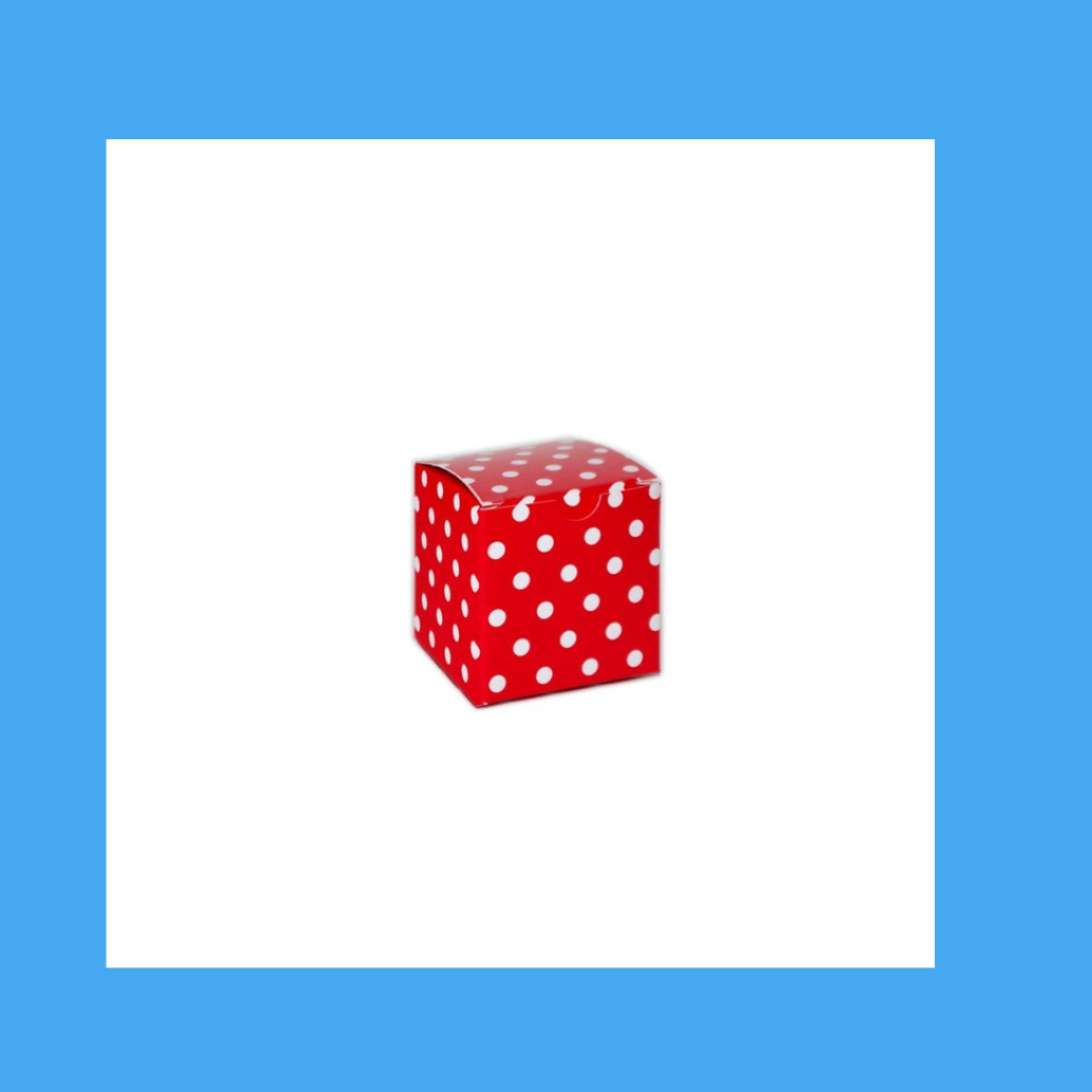 Promotional Square Box made with Recycled Material - Smooth Red or PolkaDot